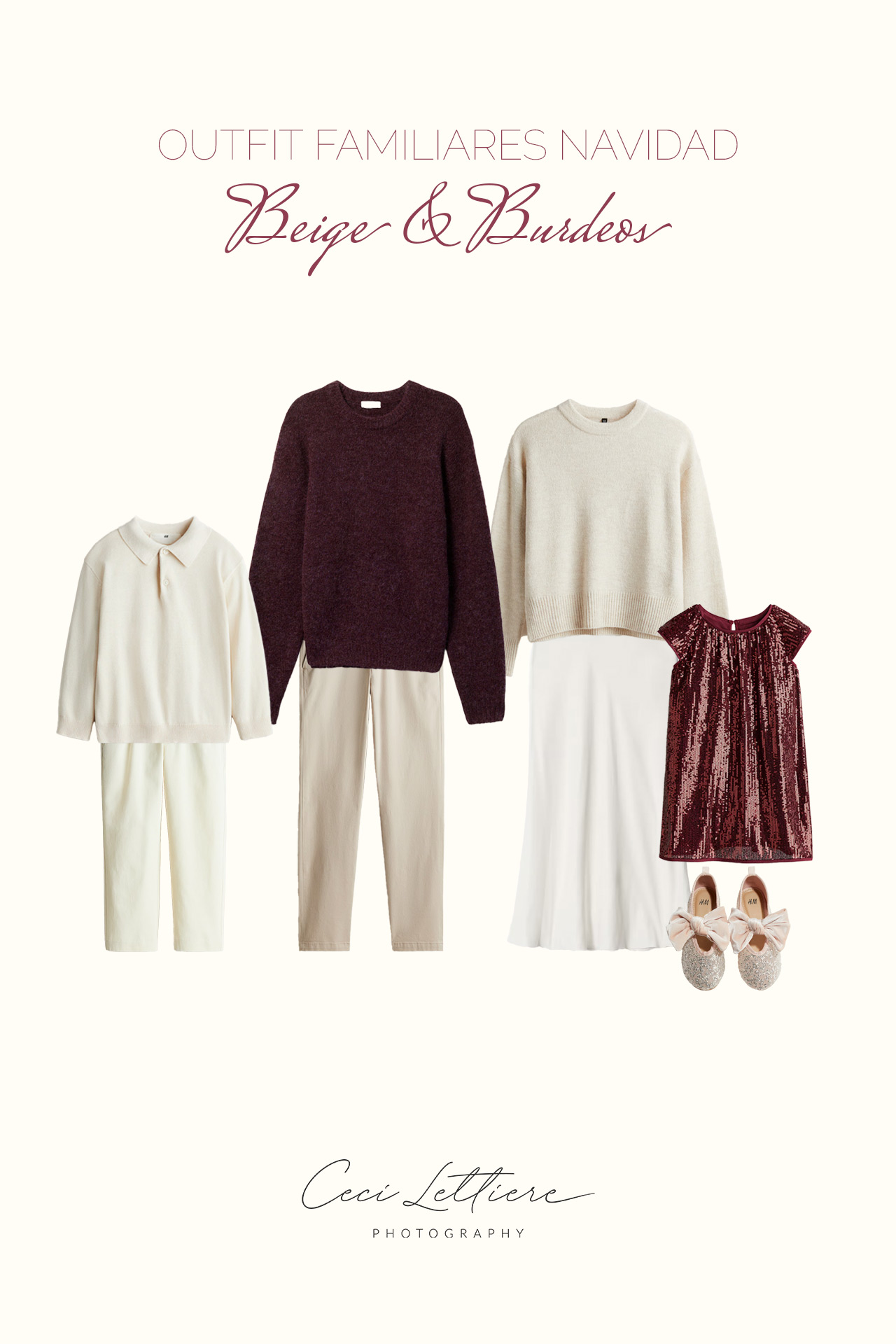 combinación de color para outfit familiar navideño, sesion de fotos navideñas en familia valencia