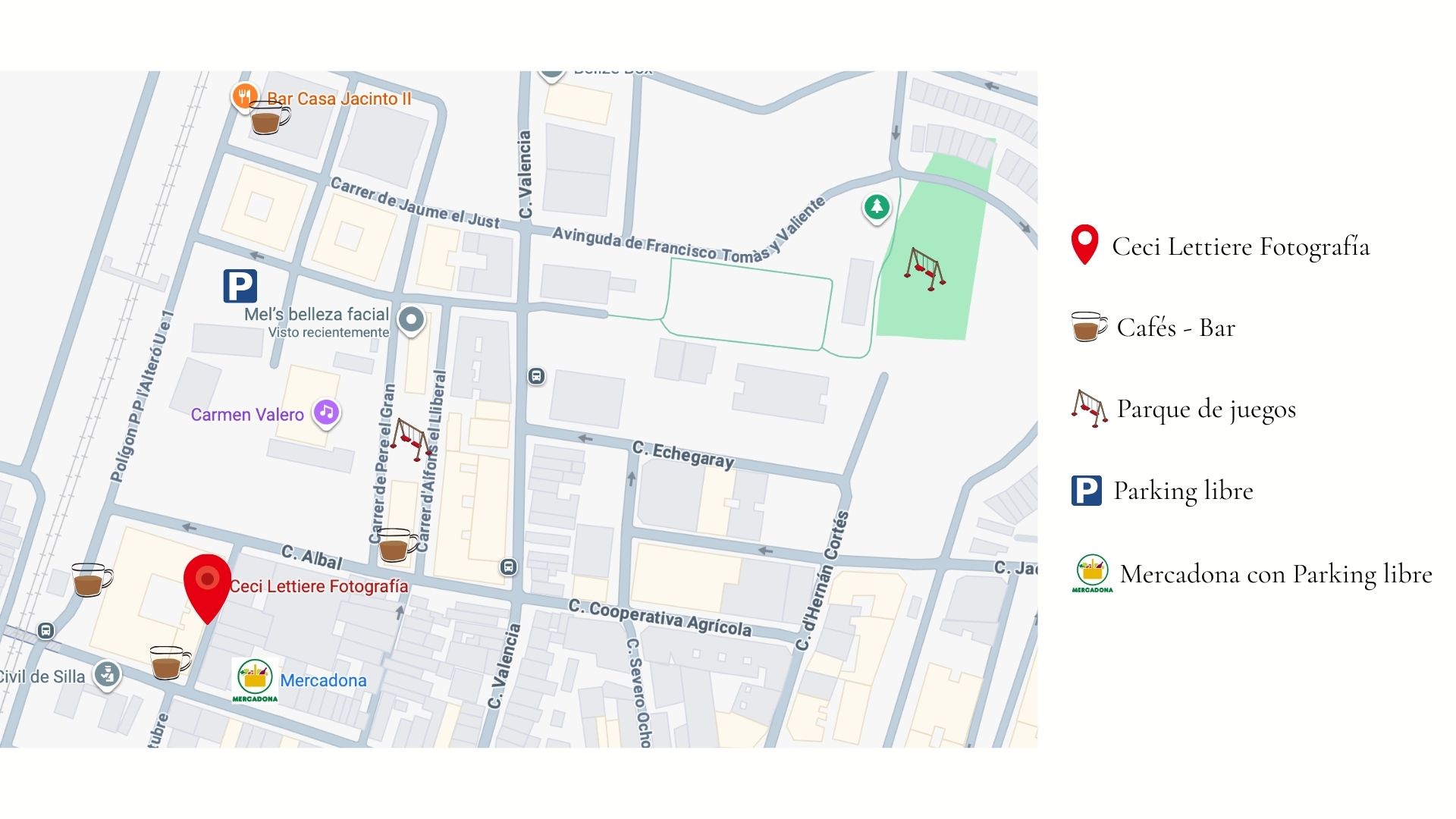 instrucciones para llegar al estudio de fotos de Ceci Lettiere Fotografía